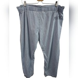 Disney Junk Food Mikey Embroidered Cropped Pants Sz XXL